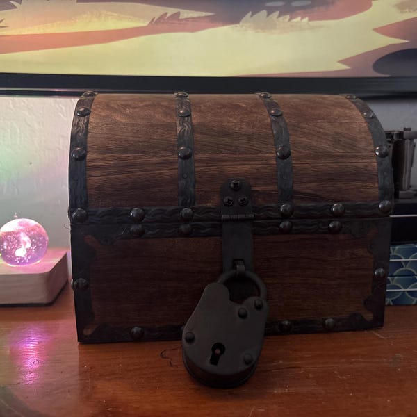 Wooden Treasure Chest With Decorative Rivets and Reinforcing Iron ...