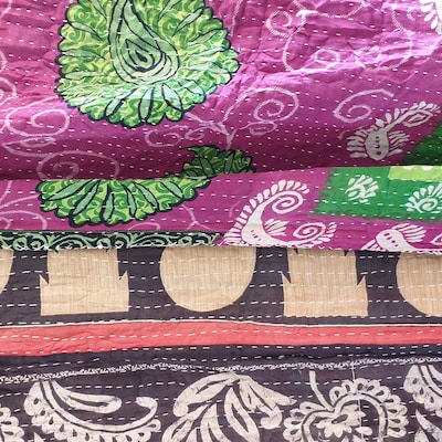 Vintage Kantha Handarbeit Baumwolle Block Indigo Print Kantha