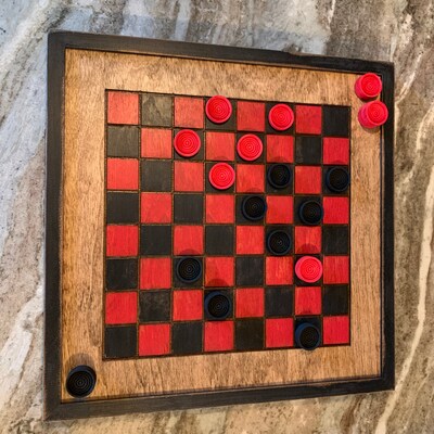 Wood Checkerboard Handmade-black and White Wood Checkerboard ...