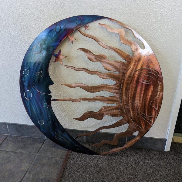Sun and Moon | Metal Wall Art | Indoor Covered Outdoor Celestial Patio ...