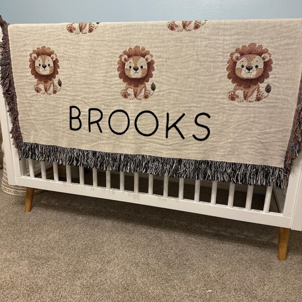 Personalized Lion Baby Blanket Safari Nursery Decor Baby Shower Gift ...