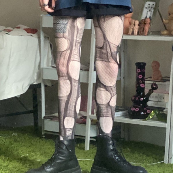 Accessorize Agoraphobix Double Layered Tattered & Torn Tights