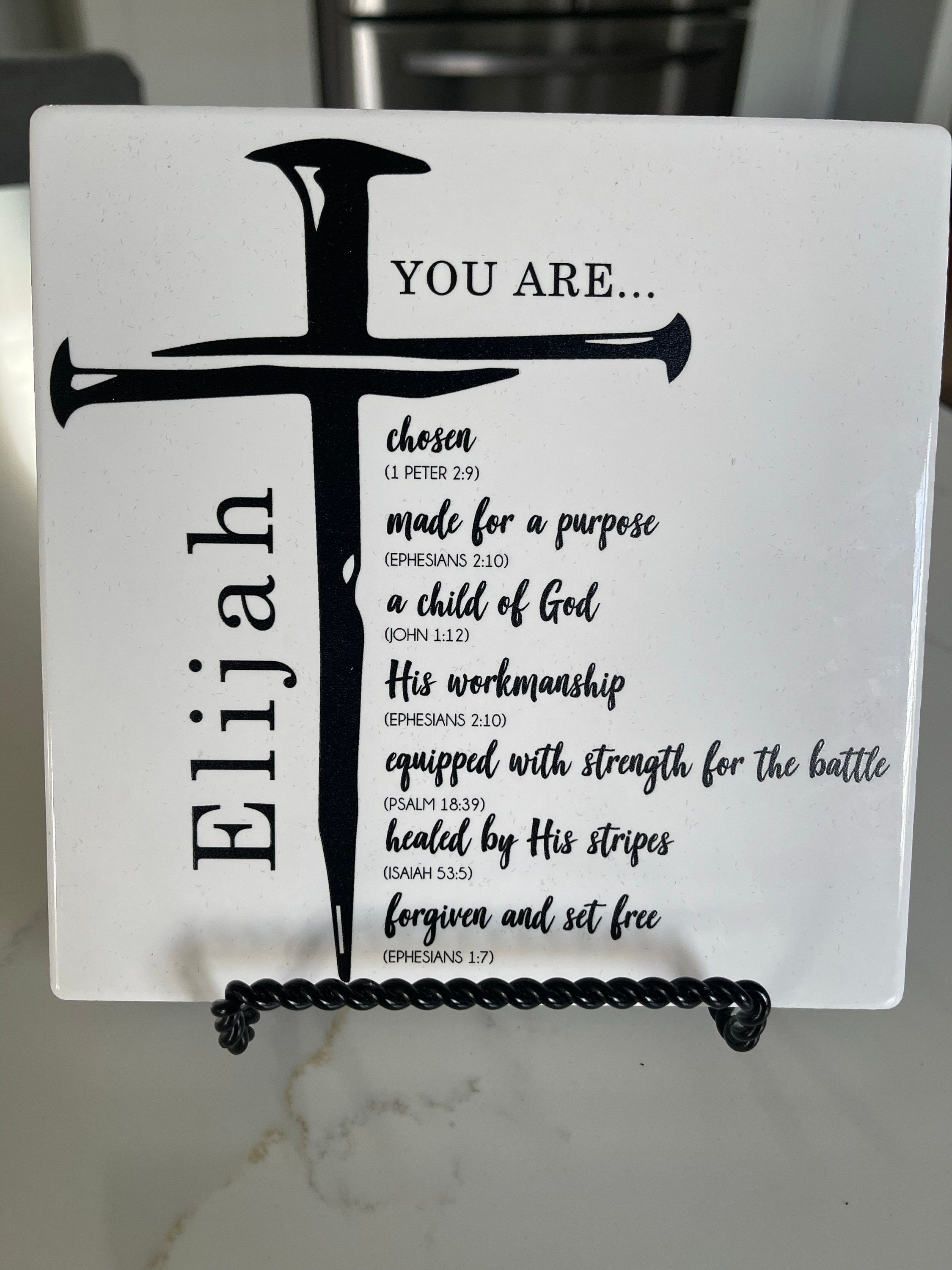 Personalized Name Christian Gifts For Men Teens Boys, Encouraging Scripture Bible Verse Sign, You Are Chosen Cross Sign Baby Shower Idea