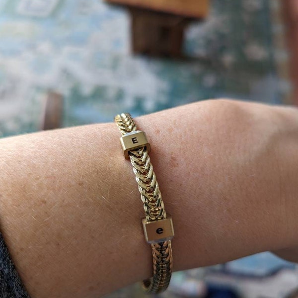 Stainless Steel Bracelet Father's Day Gift, Custom Engraved Brown/black