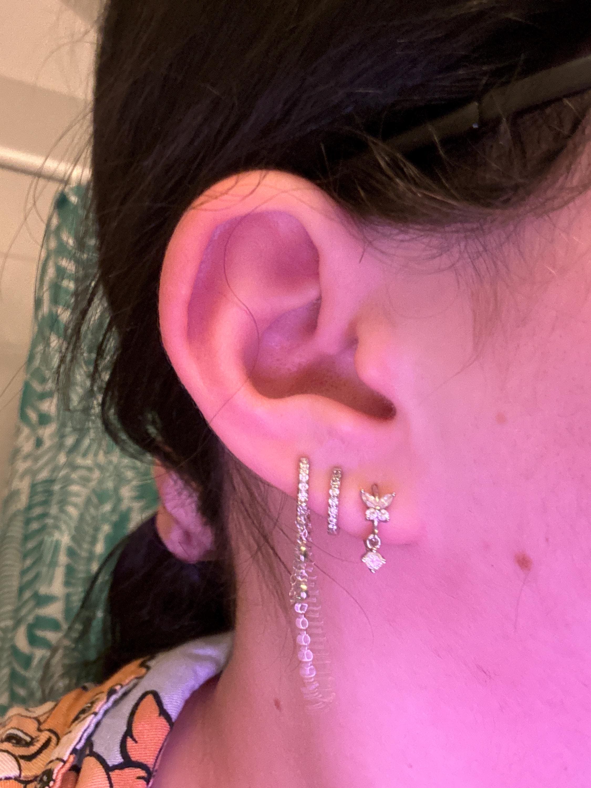 Dainty CZ Butterfly Shaped Huggie Hoop Earrings With Dangling Charm