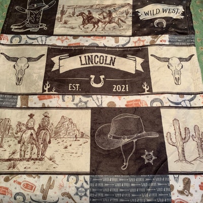 Personalized Western Cowboy Baby Blanket for Boys Country Rustic Baby ...
