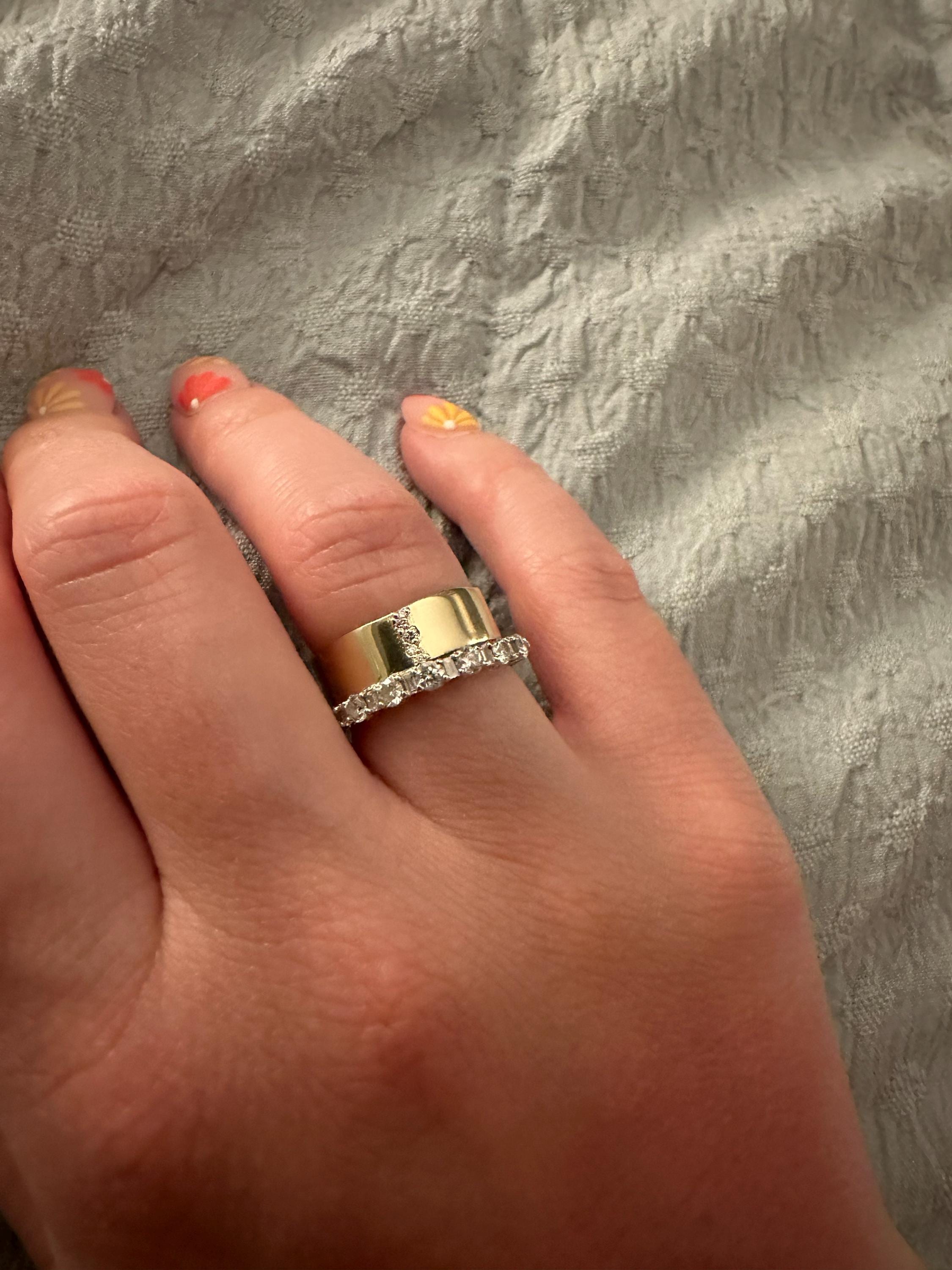 Wavy Wedding Band, Solid  Line Pave Ring, Tiny Diamond Cluster Band, Thick Band  Ring,Women Men Wedding Ring,Wide  Ring