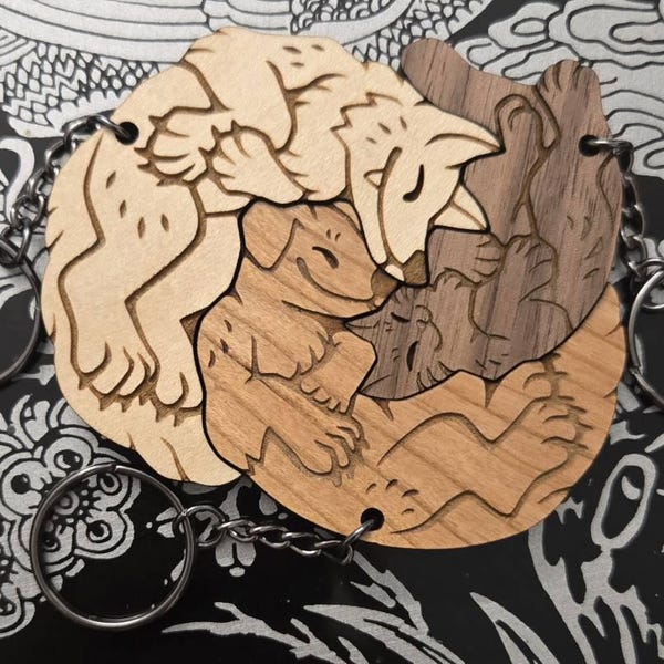 Interlocking Fox and Rabbit Couple Keychains - Friendship or ...