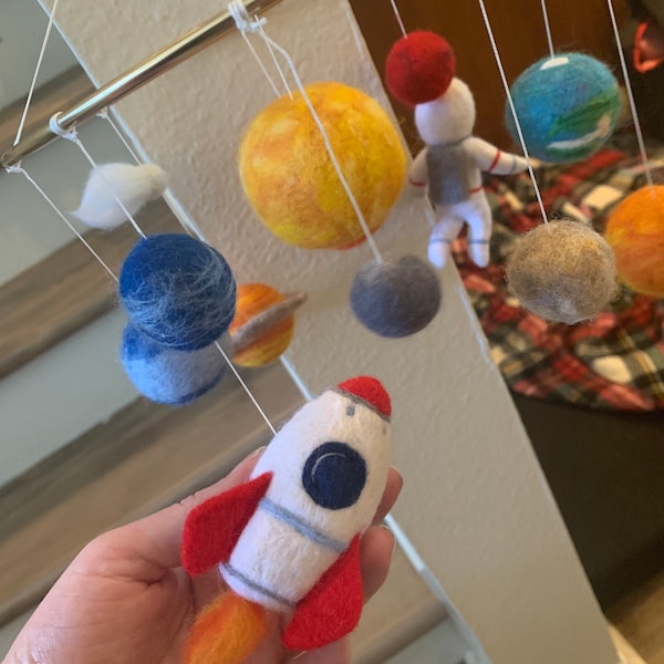 Solar System Mobile Crib Felt Planets Mobile Nursery Astronaut Mobile ...