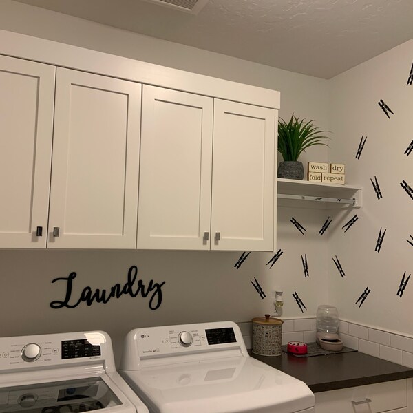 Clothespins Laundry Wall Decals - Laundry Room Decals - Laundry Decor ...