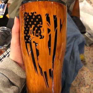 There...I fixed it Hand-painted woodgrain duct tape tumbler