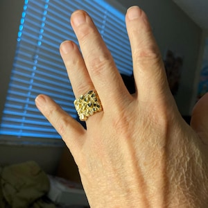 10k Real Solid Gold Square Nugget Ring, 11mm 13mm 16mm 18mm, 10k Gold Ring, 10k Gold Statement Ring, Men and Women Ring, Nugget Ring