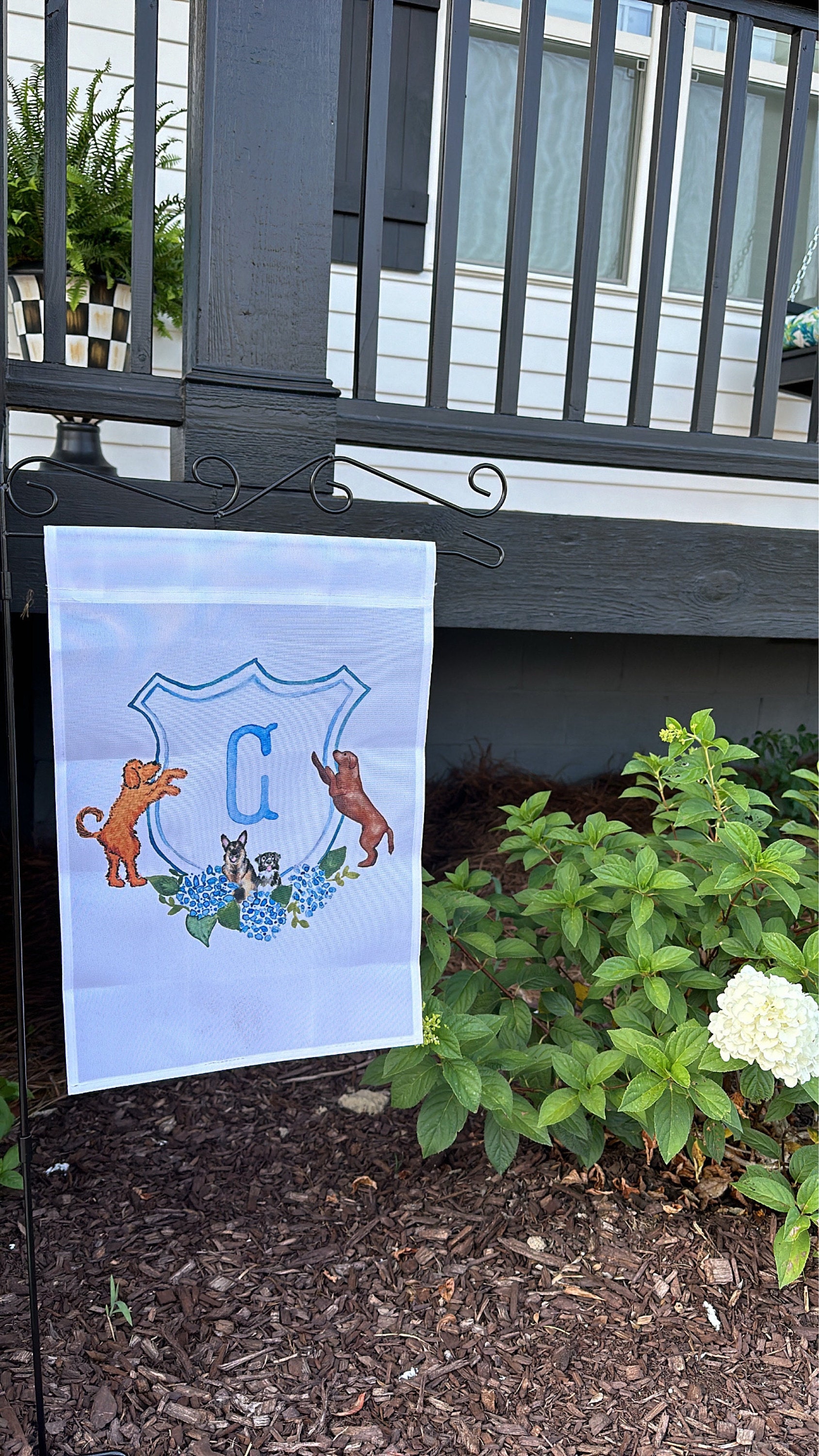 The Katherine Crest Mix and Match Pet Garden Flag | Personalized Pet Yard Flag, Goldendoodle, Golden Retriever, Lab, GSP, Spaniel, Cat