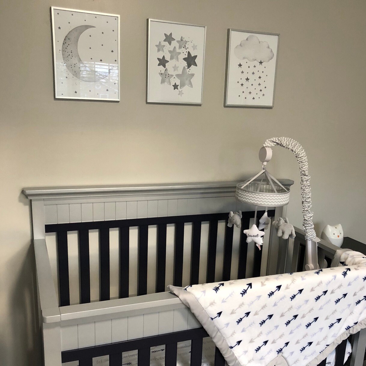 Nursery wall art grey, gray nursery, nursery decor neutral, baby room