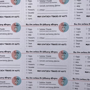 large personalised allergen labels for cake makers single etsy