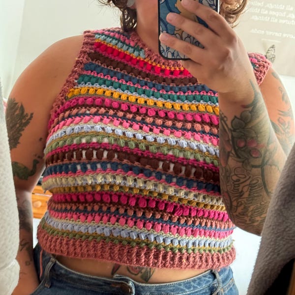 SHERBET CROCHET SHORTSLEEVE SWEATER TOP