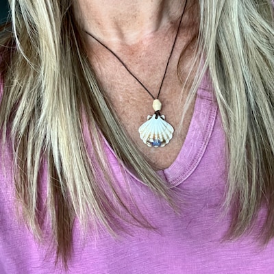 New COLORS Large Ceramic Shell Pendant, Clam, Blue, Green, Top Drilled ...