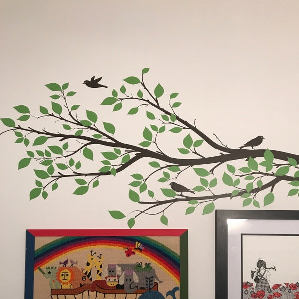 Tree Branch Wall Decal Branches Birds Vinyl Sticker Nursery Leaves 52 ...