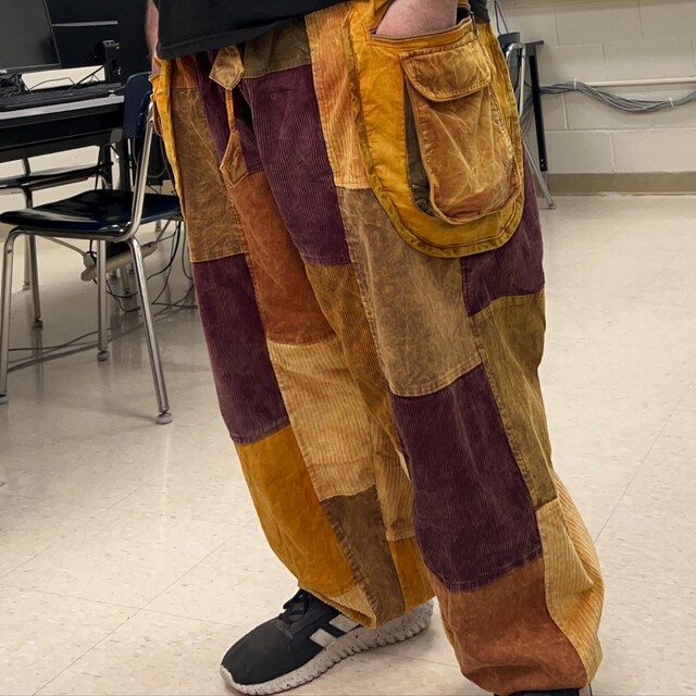 Patchwork Corduroy Baggy Pants, Hippie Harem Pants, Unisex