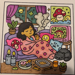 Bold and Easy Stoner Girl Adult Coloring Book | 20 PAGES | PDF Coloring book download and print. Digital coloring pages.