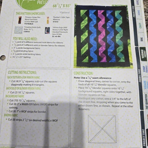Cascading Ribbons Quilt Pattern | First Class Shipping Only 2.94 | Cut ...