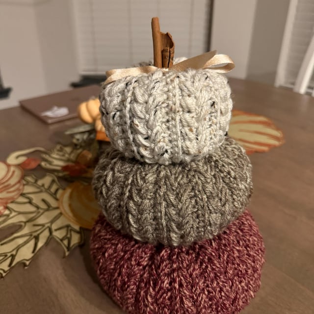A customer's finished Wheat Stitch Pumpkin Spice Crochet Trio Pattern