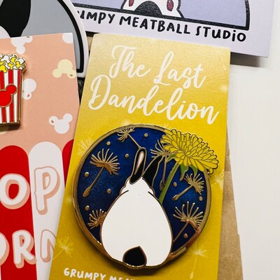 The Last Dandelion Rabbit Enamel Pin Floral Pin Lapel Pin Bunny Art - Etsy