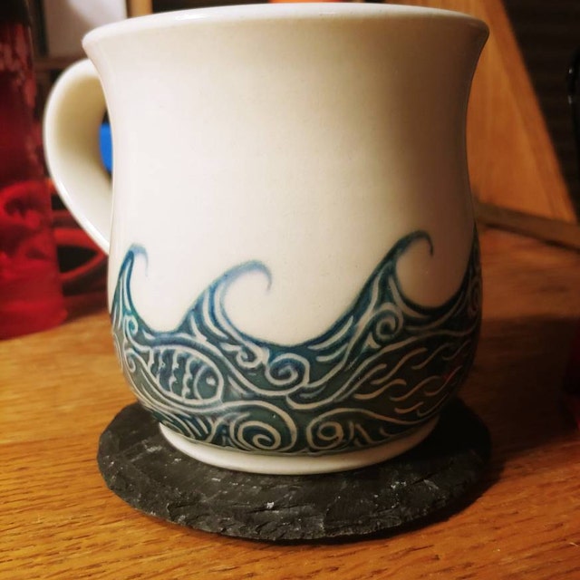 Pottery Mug / Porcelain Coffee Cup, Hand Thrown and Hand