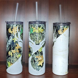 20 Oz Skinny Tumbler Camp Deer Camo and Wood Sublimation Design Digital ...
