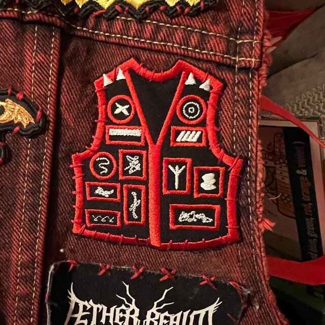 バトルジャケット刺繍パッチジャケットパロディデスメタルブラック