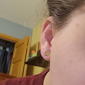 Customer photo, Retro Ghost Stud Earrings