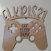 Name Sign Gamer Kids Room Sign Game Controller Boys Room Wood Sign ...