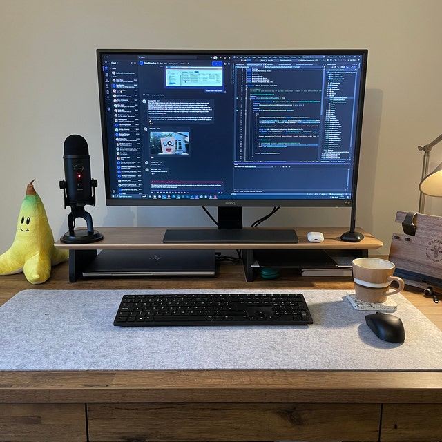 Black Desk Shelf Matte Monitor Riser Stand System Desk