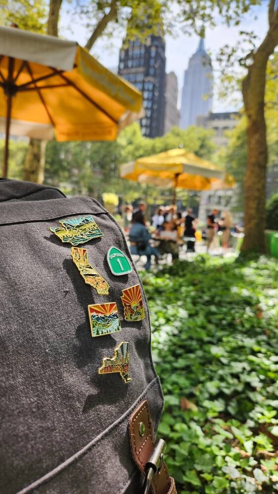 New York Enamel Pin | Gold Soft Enamel Pin | Illustrated United States Pin | Butterfly Clasp | 1.25&quot;