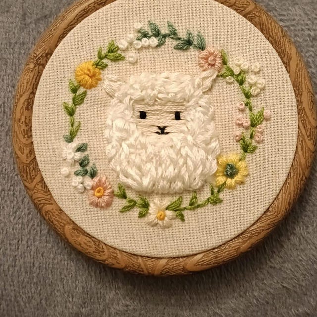 かわいい羊の手刺繍パターン、保育園の刺繍、羊のパターン、子羊の