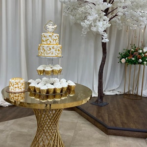 Supporto per torta a specchio rotondo in oro, 20 cm, 20 cm