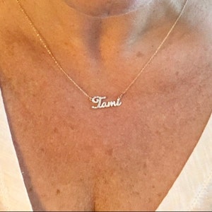 Diamond Name Necklace 14k SOLID Gold 