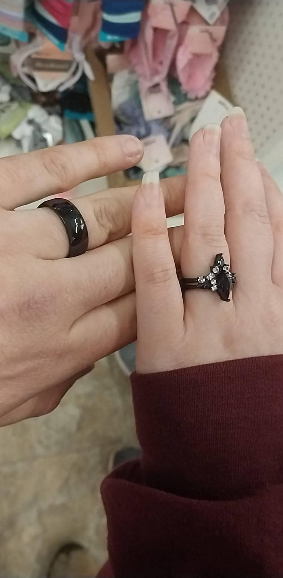 Nebula Couple&#39;s Ring Set, 3pc Wedding Band Set, Customize Constellations Rings, Blue Sandstone Ring Engagement Ring Wedding Anniversary Gift