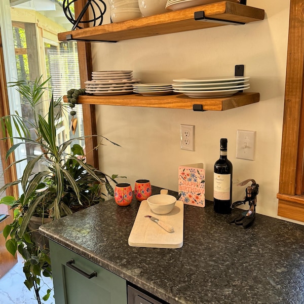 Rustic Farmhouse Floating Shelf: Heavy Duty With J Brackets. Custom ...