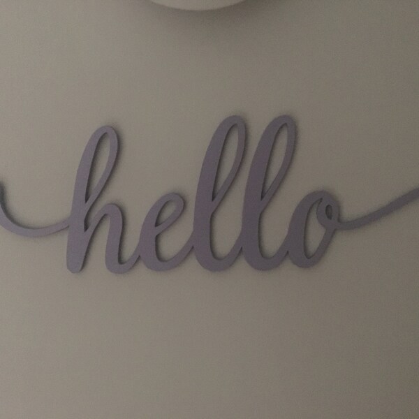 Hello Script Wood Sign -wood Sign Art, Wooden Hello, Hello Sign, Laser ...