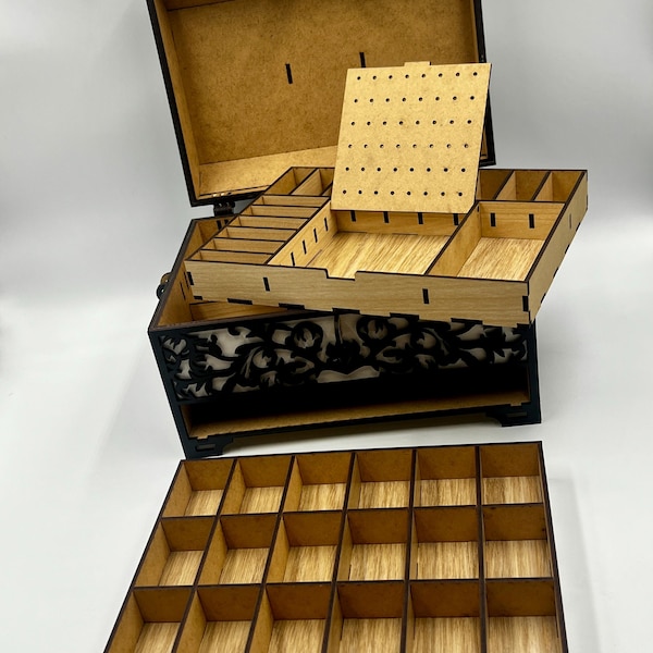 Laser Cut Wooden Jewelry Box With Drawer Svg File Glowforge Holder ...