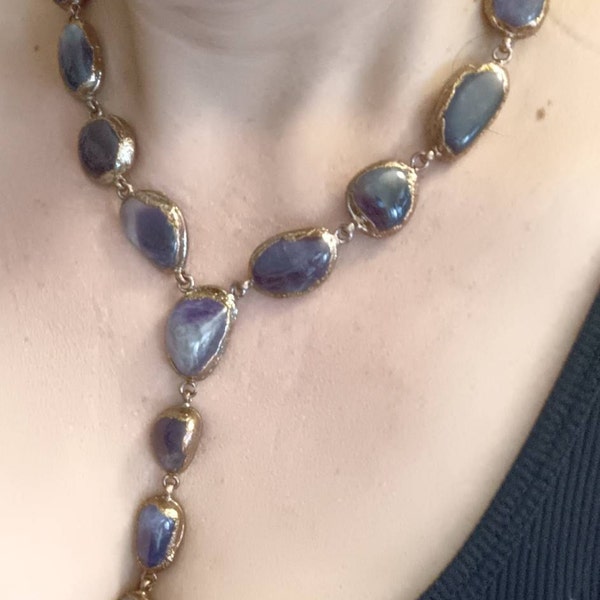 Moonstone Rough Copper Electroformed Necklace – Adjustable 18", Handcrafted, Natural Gemstone, Silver Plated