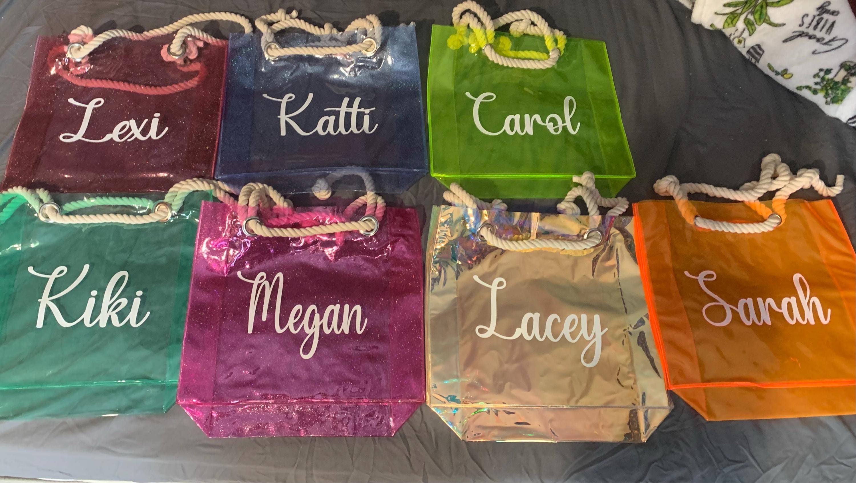 Personalised PVC Beach Bag with Sturdy Rope Handle - various colours available, perfect for holiday, holiday beach bag, neon beach bags,