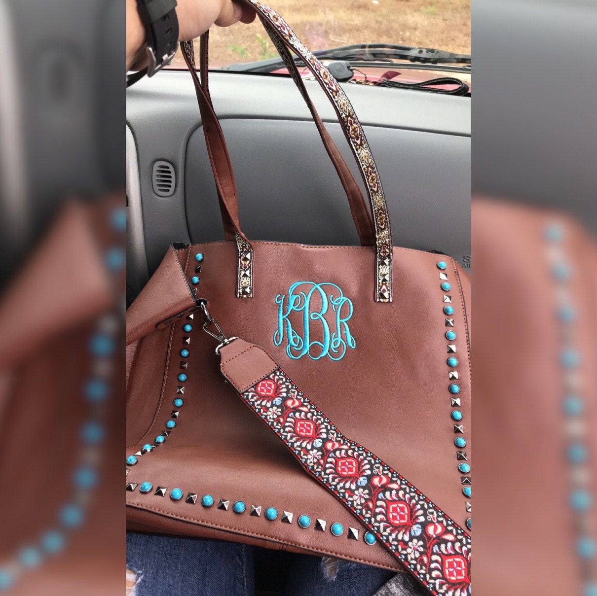 monogrammed guitar strap purse