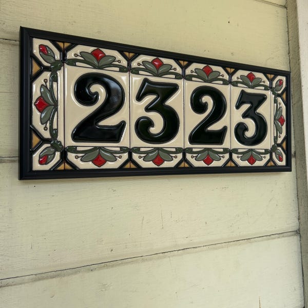 House Numbers Address Tiles Framed Set Custom Address Tiles Sign Hand ...