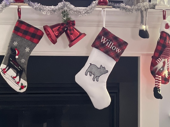 Customer photo of a pet with the Pig Christmas Stocking