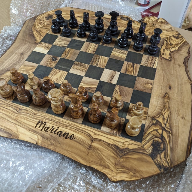 Custom Natural edge Olive Wood Chess Board by TunisiaBazaar on DeviantArt