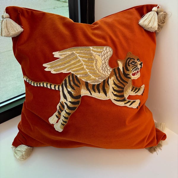 5 Colors! Embroidered Parrots on Velvet - Vibrant Throw Pillow Cover With Colorful Parrots ...