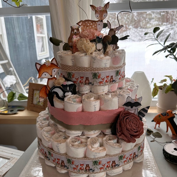 Woodland Diaper Cake Kit, Forest Baby Shower Decorations - Etsy