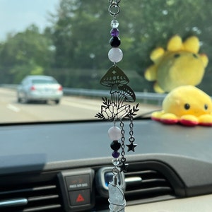 Calming Love and Protection Intention Crystal Car Charm Mushroom Moon ...